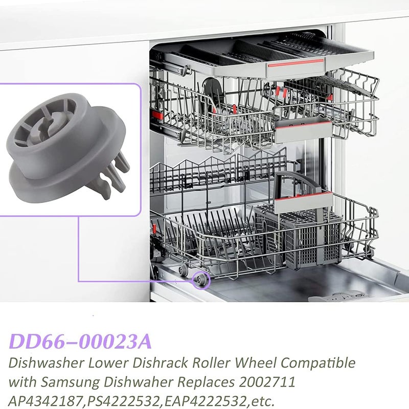 Sunniswi 4-pack DD66-00023A Dishwasher Wheels Lower Upper Rack Roller (4-Pack) - Compatible Replacement for Samsung Dishwasher DD61-00222A - Image 5